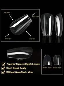 250/500/600pcs Soft Gel Tip Box Natural Or Sculpted Ballet/Coffin/Almond/Square Fake Nails Front Ultra-Thin End Thickened Hard Full Cover Nail Tips Premium Quality Press On Nails Nail Supplies