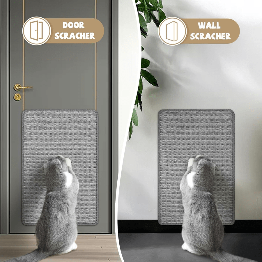 1pc Gray Cat Scratching Mat Sisal, Wall Scratchers For Indoor Cats