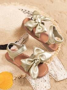 一雙女孩蝴蝶結公主涼鞋，夏季沙灘百搭休閒款 - 玫瑰金 - 查看 3