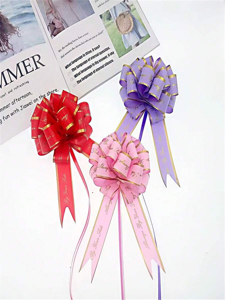 5 piezas / 10 piezas / paquete, cinta de embalaje para bolsas de regalo, cinta de plástico 3D con letras en inglés para decoración en forma de bola, decoración de automóviles, decoración del hogar, decoración de fiestas - Rosa - Ver 1