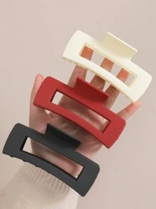 4/3/1pc Women's Fashion Hair Claws Square New Year's Solid Hair Claws Retro Simple High-End Hair Clips Large Frosted Hair Clips Red Hair Accessories Headdress,Claw Clips,Hair Jaw Clip,Hair Clutch