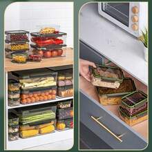 Fruit Storage Containers For Fridge With Removable Colander, Airtight Food Storage Containers With Lids, Fresh Produce Fridge Organizer Bins, Fruit Vegetable Kitchen Organizers And Storage - Multicolor - View 8