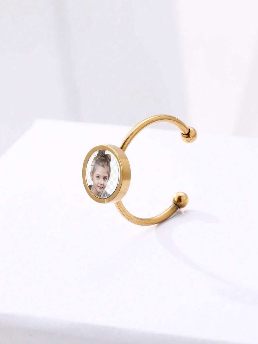 Custom Ring Fashionable & Minimalist Commuting Style Open Ring Time Gemstone Base Can Be