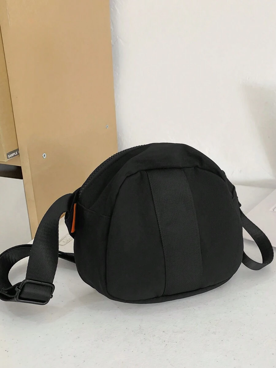 休闲纯色男女通用便携式单肩斜挎包，适合运动、购物和旅行。斜挎包工作周末露营夏季健身房度假假期随身携带尼龙休闲黑色个性化礼物男士男朋友爸爸丈夫 - 黑色 - 查看 1