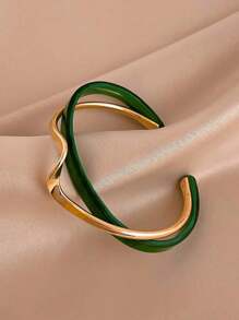 1pc Luxury White Pearl Plate Twisted Metal Texture Bangle Bracelet For Women, Everyday Wear
