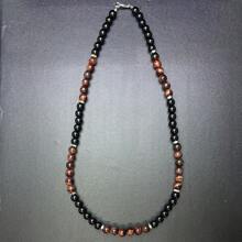 Vòng cổ hạt đá tự nhiên Tourmaline đen mắt hổ đỏ máu cho nam Vòng cổ hạt đơn giản cho nam Vòng cổ hạt độc đáo dành cho nam Quà tặng cho anh ấy - trơn tru - Xem 3