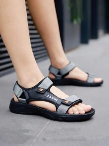 Men's Contrast Color Letter Print Summer Fashion Sports Sandals - Grey - View 2
