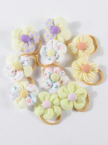 10pcs Cute Flower Hair Ties For Girls, Colorful Elastic Ponytail Holders Hair Accessories Suitable For Daily Use