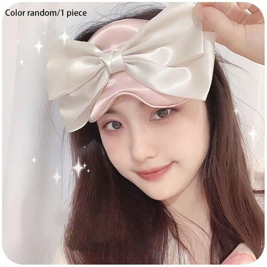 彈性鬆緊帶設計的絲綢眼罩，柔軟的眼罩，適用於女性，辦公室休息，夜間睡眠，旅行，午睡，眼罩 (隨機顏色 1個) - 彩色 - 查看 1