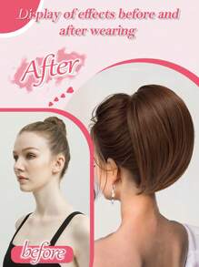 Synthetic Claw Clip Ponytail Extension 8-Inch Light Brown Short Curly Ponytail Hair Piece For Women's Daily Use