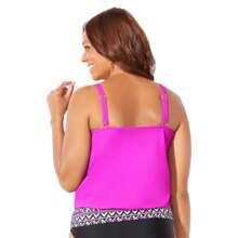 Swimsuits For All Women's Plus Size Loop Strap Blouson Tankini Top - NEW BLACK - View 2