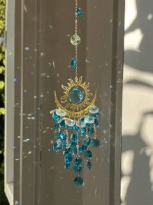 1pc Outdoor Garden Light-Catching Decoration Flame Moon Sun Crystal Sun Catcher Wind Chime Outdoor Furniture Hanging Ornament Home Decoration