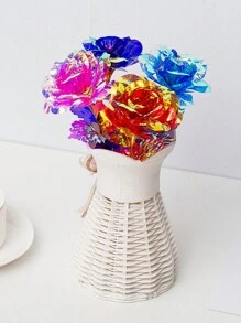 MEHELANY 10/4/1支仿真玫瑰花，PVC材质带茎假花，彩色塑料仿真花，全息浪漫花卉装饰，家居装饰及派对用品，婚礼礼物，生日礼物，周年纪念礼物，仿真花卉摆设，情人节礼物，毕业礼物，送给女朋友、女孩、母亲、父亲、老师的礼物