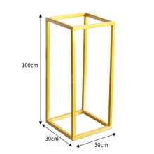 LIVINGANDHOME Living And Home 80cm/100cm Gold Rectangular Flower Stand - Elegant Metal Pedestal For Wedding & Event Decor - Gold - View 11