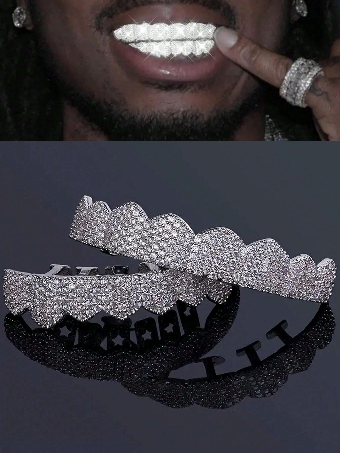 1 Stück / 2 Stück Hip Hop Männer Cubic Zirkonia Grillz Teeth Grillz, 8