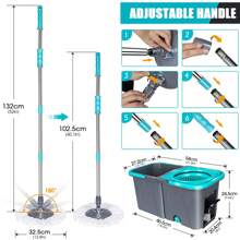 Mop And Bucket With Wringer Set, Spin Mop And Bucket System For Floor Cleaning,Wet Dry Mop With Spin Bucket With Stainless Steel Handle, 3 Microfiber Mop Pads