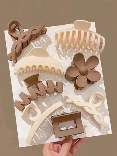 8pcs Ombre Color Hair Clips (The Cardboard Props In The Image Are For Display Only, Not Included In The Sale), Assorted Sizes, Premium Quality Hair Accessories, Fashionable Hair Clips For Women Accessories