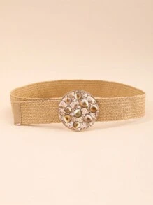 1pc Women's Premium Summer Beach Style Shell Elastic Waist Belt, European And American Metal PP Leather Fur Waistband - A - View 10