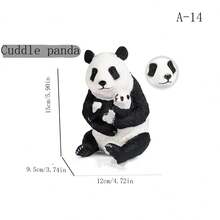 Flower Simulation Wild Animal Model Ornament Solid Giant Panda Toy Set Ornament Office Desk Ornament Crawling Panda - Multicolor - View 20