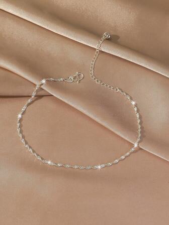 1pc Sencillo y Todo-Partido Patrón de Ola de Campana Tobillera para Mujeres, Regalo de Joyería