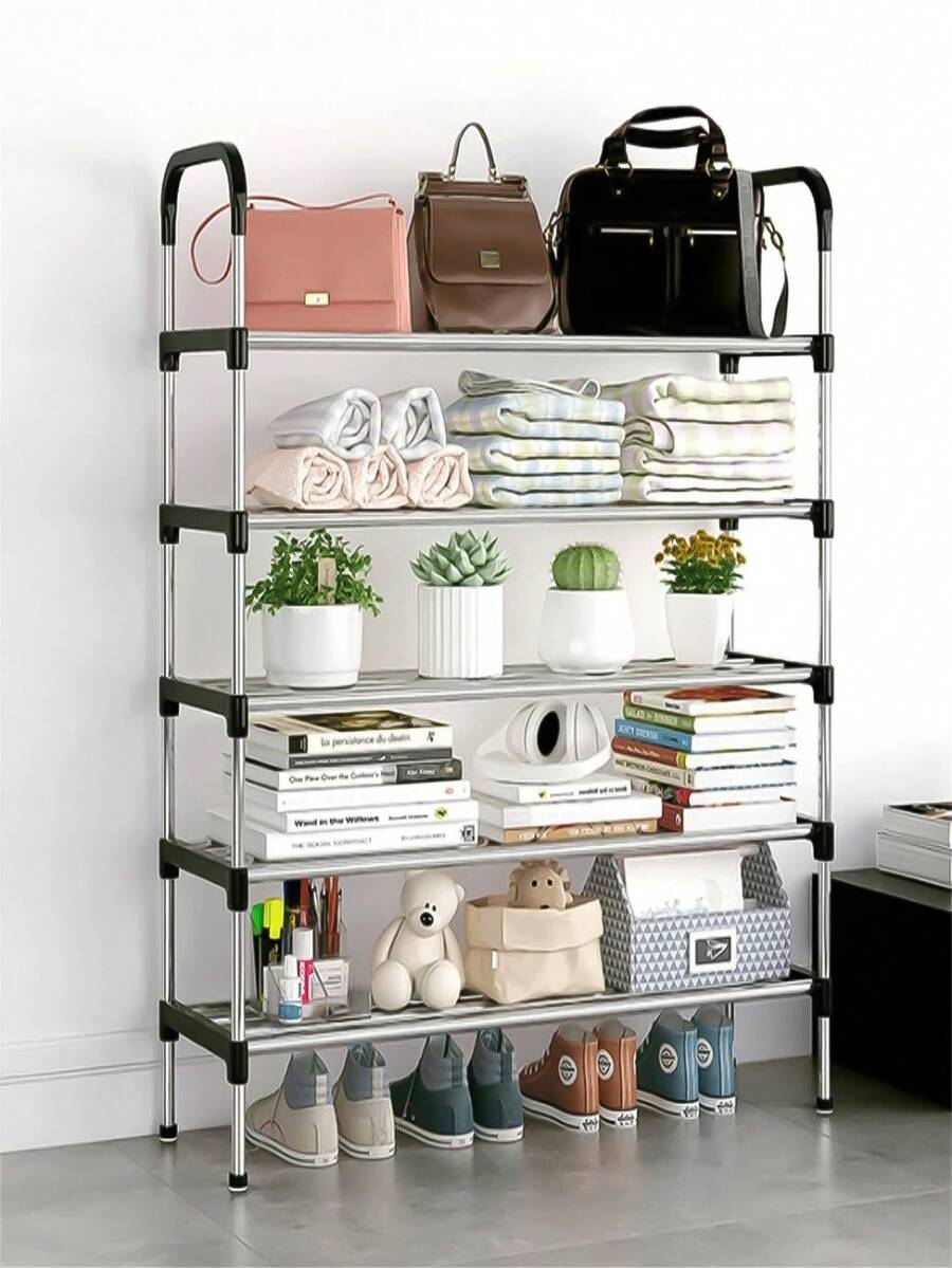 5/6 niveles Zapatera Organizador, Rganizador Zapatos Rack de Acero Inoxidable, Organizador para Zapatos y Juguetes, Zapatero para Entrada, Puerta, Garaje, Dormitorio, Guardarropa