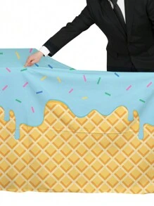 1 Peça Toalha de Mesa de Sorvete, Capa de Mesa de Plástico para Suprimentos de Festa de Sorvete, Toalha de Mesa Ideal para Aniversário, Bem-Vindo ao Bebê e Festas com Tema, 54 X 108 Polegadas - Multicolorido - Visão 5