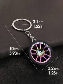 1入組金屬車輪輪胎鑰匙扣，車迷鑰匙圈創意雙枝輪毂鑰匙扣，父親節禮物 - 彩色 - 查看 8