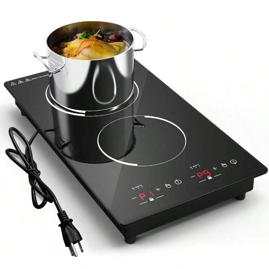 VBGK Double Induction Cooktop Built-In 2 Burner Countertop Electric Cooktop Touch Control 110V 2300W