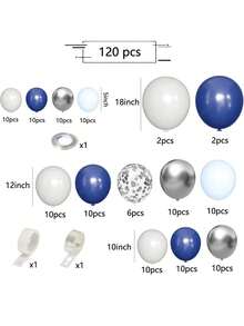 123 chiếc Bạc Màu Xám Hải Quân Macaron Màu Xanh Bóng Hoa Vòng Hoa Vòm Bộ, Thích Hợp Cho Lễ Tốt Nghiệp, Sinh Nhật, Trang Trí Tiệc Và Quà Tặng - Bộ 3 - Xem 2