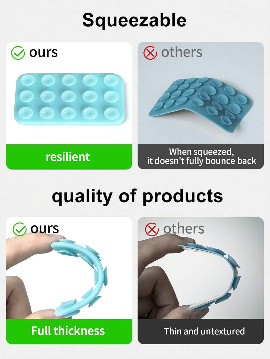 Habyby DoubleSided Suction Phone Case Holder, Silicone Phone