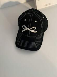 1 件 Y2K 风格女孩刺绣蝴蝶结装饰宽檐棒球帽，博主同款，防晒，大头围，可爱甜美 3D 刺绣软顶长檐太阳帽，夏季 - 蝴蝶結棒球帽 - 查看 7