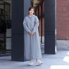 AD 1 Máy Tính Màu Xám EVA Chống Thấm Nước Du Lịch Ngoài Trời Áo Khoác Làm Dày Di Động Unisex Áo Mưa Không Dùng Một Lần Với Thiết Kế Một Mảnh dành Cho Người Lớn - Xám - Xem 3