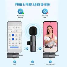 3合1無線領夾式麥克風，適用於 iPhone、iPad、Android、相機、USB-C麥克風，具備降噪功能的迷你麥克風，適用於視頻錄製、Vlog 等 - K35-無線領夾麥克風 - 查看 5