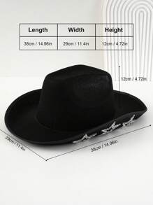 1pc Women's Neutral Solid Color Woolen Cowboy Hat Embellished With Unique Personality Sparkling Rhinestone Hollow Star Chain Element, Swivel Bachelorette Cowgirl Hat, Girlcore, Vintage, Floral, Spring Summer Bright Colors, Pink Aesthetic, Novelty Interesting Punk Style Wide Brim BR Street Fashion, 2024 Wedding Essentials, Classy Aesthetic, Dinner Party Essentials, Suitable For Parties, Western-Themed Events, Gatherings, Engagement Parties, Role Playing, Graduations, Costume Balls, Festivals, Weddings, Birthday Celebrations, Music Festivals, Coming-Of-Age Ceremonies, Etc. Halloween