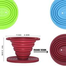 1pc Foldable Coffee Dripper, Reusable Silicone Coffee Filter, Portable Camping Coffee Maker,  Silicone, Suitable For Hiking, Camping, Home, Office Use - Multicolor - View 4