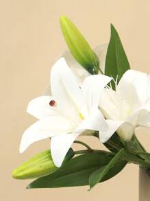 1pc Artificial Lily Stem,Simple Polyester Fake Flower For Home Decoration, Valentine Day, Gift Gifts Birthday Graduation - Multicolor - View 4