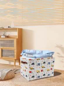 1pc Cartoon Car Foldable Fabric Storage Basket - Durable With PU Leather Handles - Ideal For Toys, Towels, Books & Home Organization - Multicolor - View 7