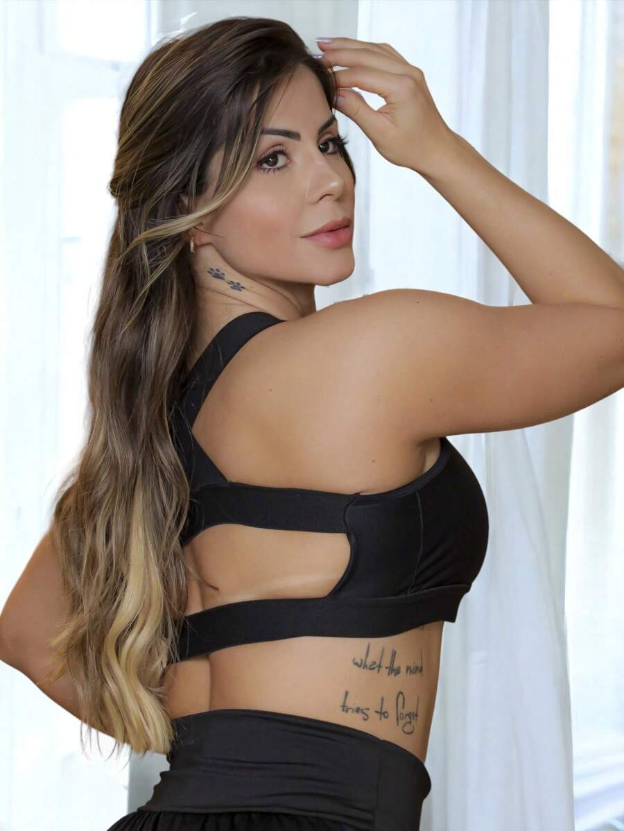 Women Sports Bras - 黑色 - 查看 1
