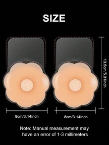 2 chiếc/1 cặp miếng dán ngực vô hình bằng silicon 8cm/3,14in, miếng dán định hình ngực có thể tái sử dụng cho ngực nhỏ - Màu Khaki - Xem 2