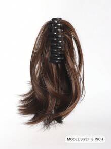 Synthetic Claw Clip Ponytail Extension 8-Inch Light Brown Short Curly Ponytail Hair Piece For Women's Daily Use