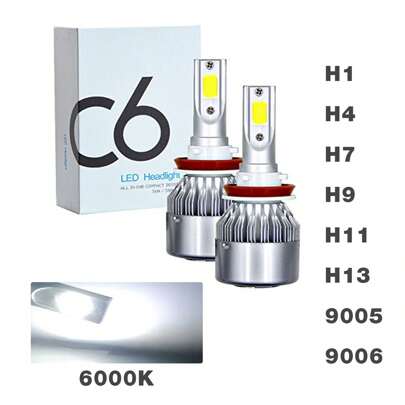 Easypie Selection 2pcs Led H4 H7 Car Headlights 10000LM C6 Light Bulbs H1 H9 H11 Automobiles Headlamp 6000K White Car Lights