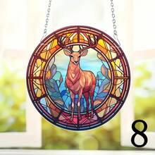 1 pieza Creativa decoración de pared con estilo de ventana redonda de 8 pulgadas, con estampado de animal colorido, hecho de acrílico, adecuado para decoraciones del hogar, fiestas y eventos. - Multicolor-1 - Ver 10