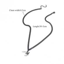 1pc Hot Classic Stainless Steel Initial Pendant Chain Necklace For Men