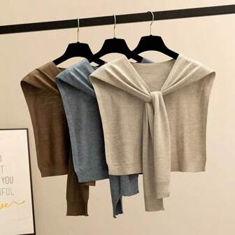 1 件女士纯色保暖空调房间针织时尚披肩配饰女士冬季秋季