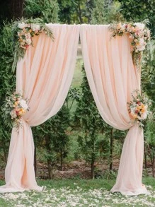 1pc 160*200cm Plain Color Yarn Curtain Table Runner Tablecloth, Home Decoration, Wedding Party Background Decoration Supplies, Party Table Decor Tablecloth