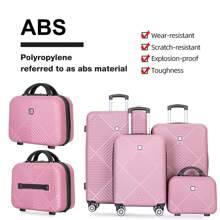 Tripcomp Luggage Sets 4 Piece Suitcase Set (14/20/24/28)Hardside Suitcase With Spinner Wheels Lightweight Carry On Luggage - 粉色 - 查看 6