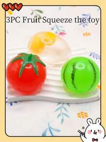2pcs Adult Stress Relief Toy Fruit-Shaped Squeeze Toy (Random Style And Color) - Fruit Squeeze Toys - View 3