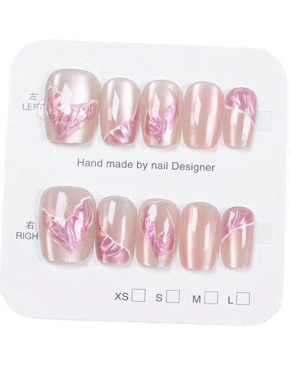 10 piezas de uñas postizas transparentes con efecto de ojo de gato, sin huellas, sin molido, sin arrugas, para arte de uñas DIY