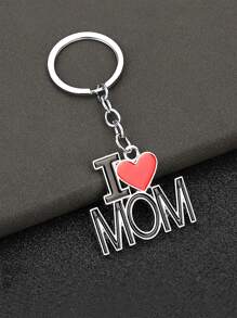 Llavero de aleación elegante en forma de corazón con \"MAMA PAPA\", con letras en inglés, unisex para el Día del Padre / Día de la Madre, regalo familiar, llavero de metal con colgante. Una idea de regalo pequeño y clásico para el Día de la Madre. También es un colgante de bolso con anillo en hebilla de moda.