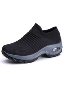Women's Comfortable Breathable Mesh Sneakers - Black and White - View 9